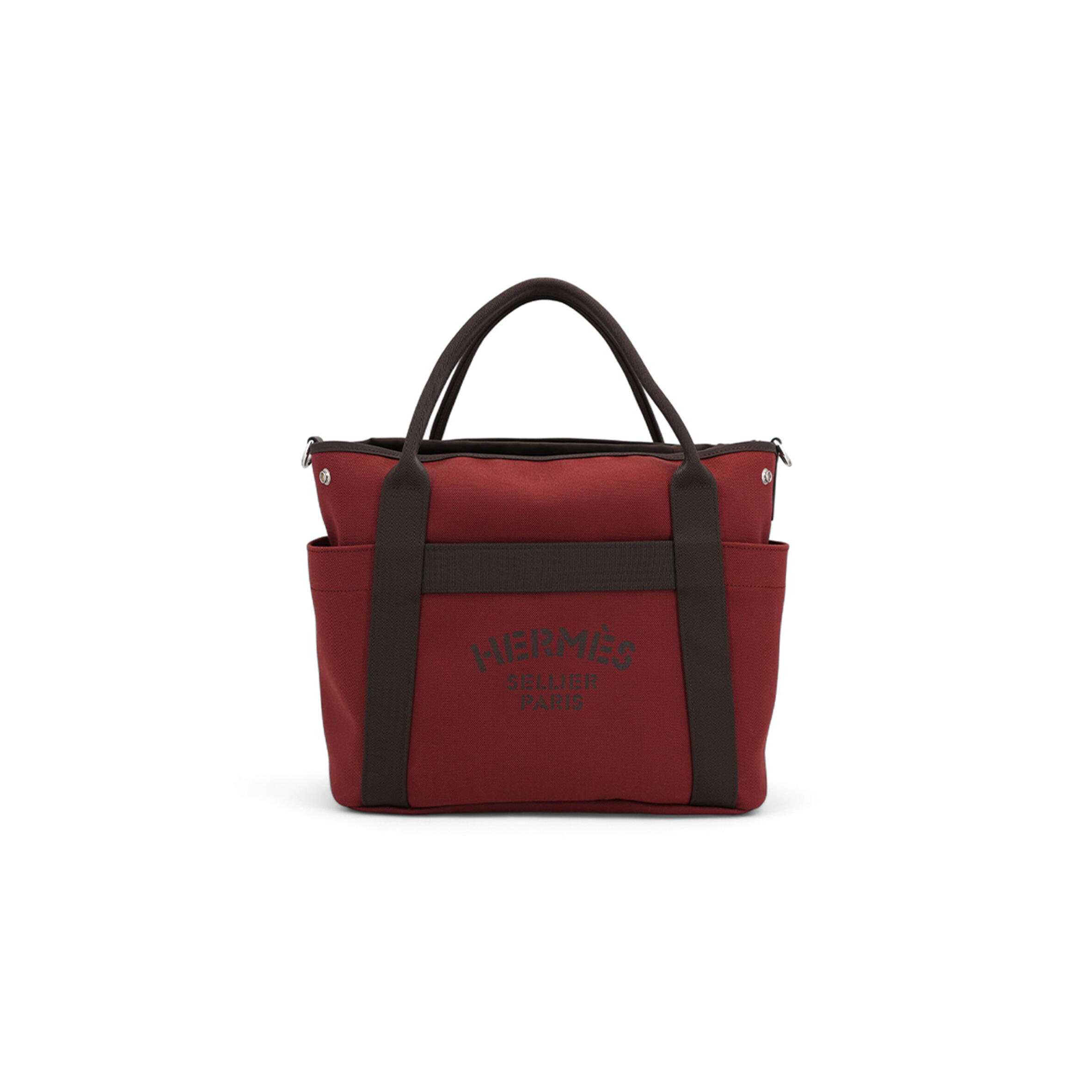 H**mes MASTER SAC DE PANSAGE TOTE BAG 55 IN ROUGE H CANVAS WITH SILVER BUCKLE (48*35*27cm)